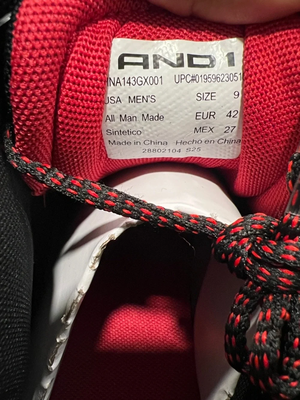 And1 Black Basketball Shoes with Red Trim and White Soles